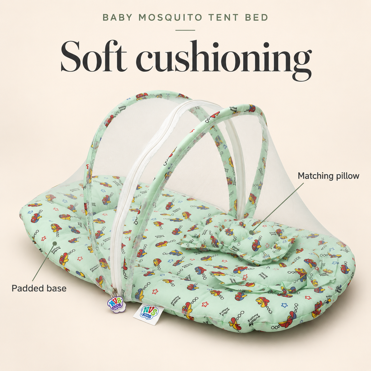 NVS Kids Baby Mosquito Net Tent  | Soft Cotton | Newborn & Infant Protection |Tent Bed with Soft Cushioning